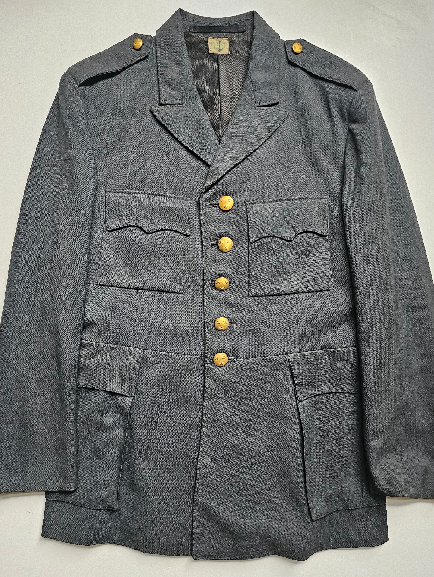 Swedish 1960s Army Cbv Karlskrona M60 Dress Jacket W/ 3 Crown Buttons Size L